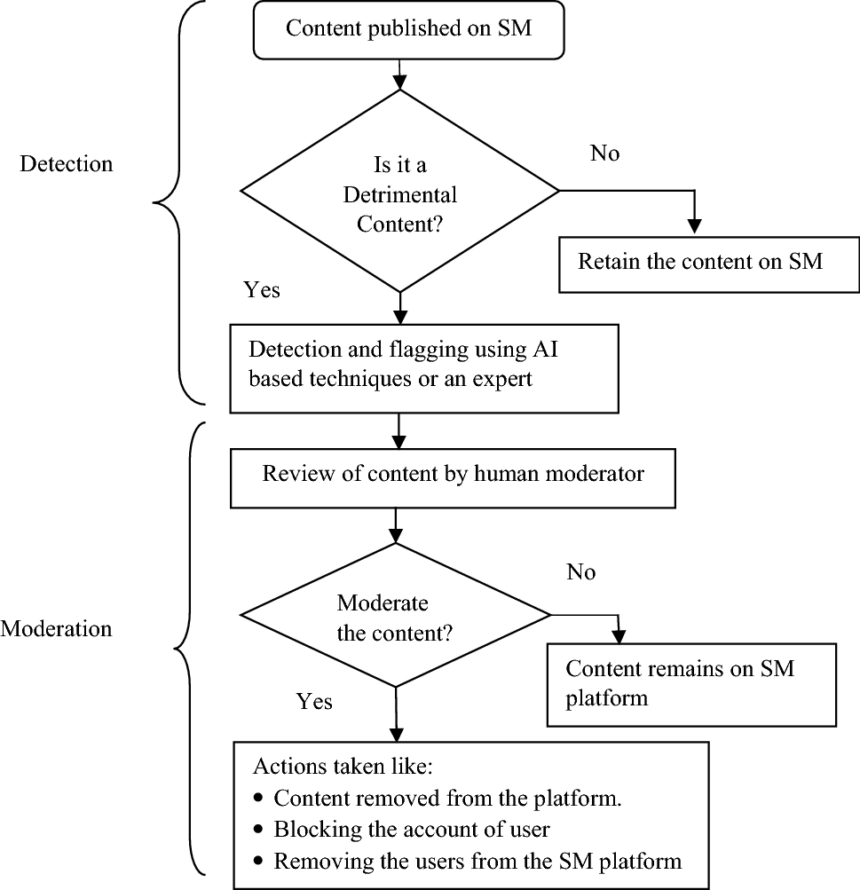 example of content moderation workflow on social media